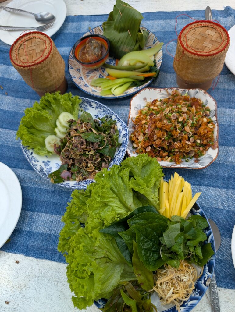 laap mok pa riz frit riz gluant spécialités culinaires Laos